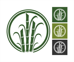 Sugarcane vector logo illustration flat design template organic farm product