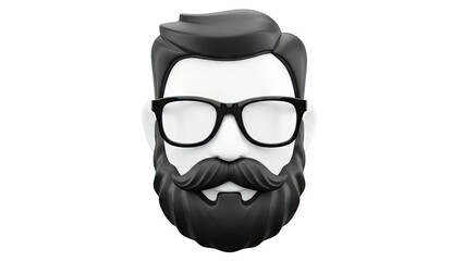 3D Render of a Stylized Man's Face with Beard and Glasses