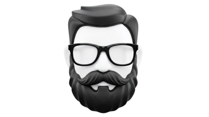 3D Render of a Stylized Man's Face with Beard and Glasses
