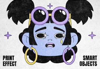 Paper Grunge Print Effect Mockup