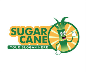 Sugarcane vector logo illustration flat design template organic farm product