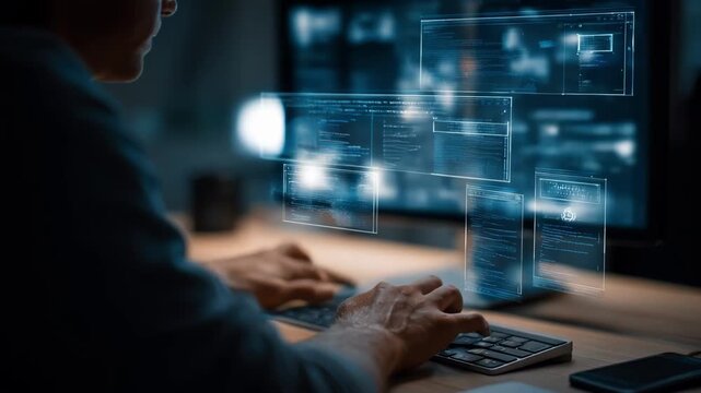 Medium shot of a person browsing anonymously with privacyfocused tools on a desktop emphasizing user data protection in search engines.