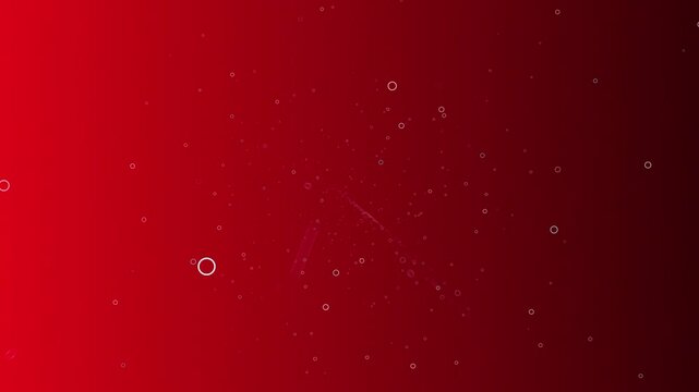 A dark red gradient background with white specks and a white horizontal stripe at the bottom.