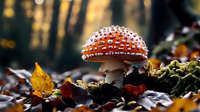 Spring booming. Life. New hope. Season. amanita muscaria mushroom video stock lifestyle.