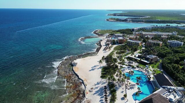 Mexico, Riviera Maya, drone view, blue water