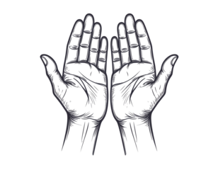 Hands raised in prayer isolated on transparent background isolated on transparent background