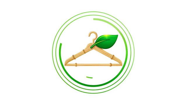Eco Friendly Clothes Hanger With Green Leaf Symbol