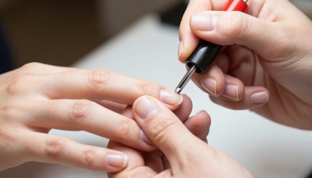 Gel nails application event nail salon glossy finish professional environment close-up view beauty concept