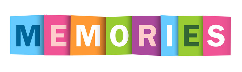 MEMORIES colorful typography banner on transparent background