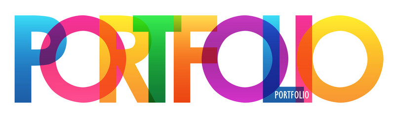 PORTFOLIO colorful typography banner on transparent background