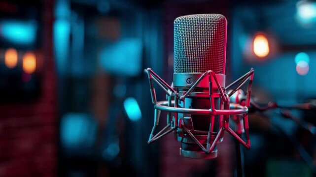 microphone on stage with lights