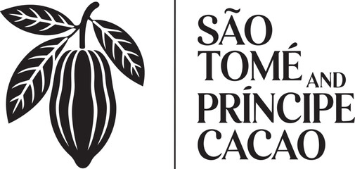 Sao tome and principe cacao pod logo design for chocolate bean product illustration