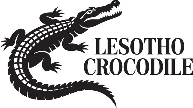 Black silhouette crocodile logo design for lesotho crocodile mascot simple detailed vector graphic