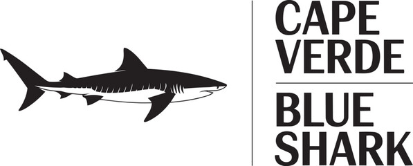 Cape verde blue shark predator logo illustration for ocean wildlife conservation theme © lok0077