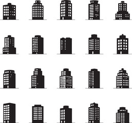 City building silhouette vector. Building silhouette can be used as icon, symbol or sign. Building icon vector for design of city, town or apartment
