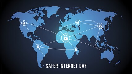 Global network security and safer internet day illustration