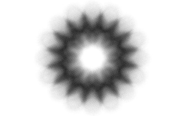 Vintage black sun with grainy grunge texture for retro decorative graphic design elements.