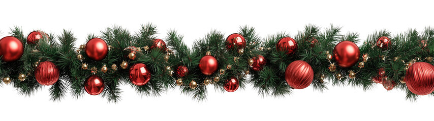 Festive Christmas Garland with Red Ornaments