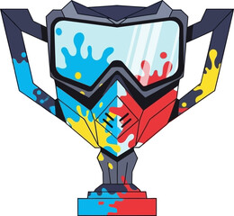 Obraz premium Extreme Sports Victory Trophy with Colorful Paint Splatter Award Competition Achievement trophy