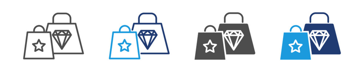 shopping bag icon set multiple style