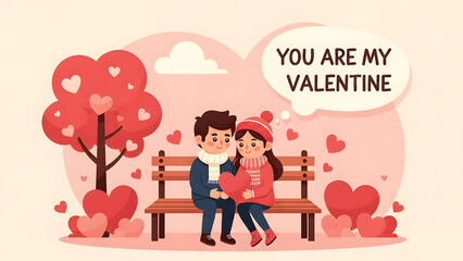 Cute couple celebrating valentine's day with a heartfelt declaration of love