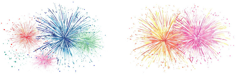 Colorful Abstract Fireworks Display on Black Background