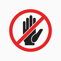Prohibition Symbol: A clear and concise depiction of a universal warning, the Do Not Touch symbol. conveying a message of caution and restraint.