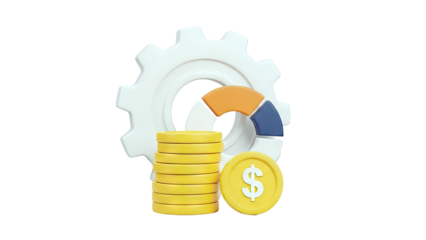 Financial Gear and Coin Stack