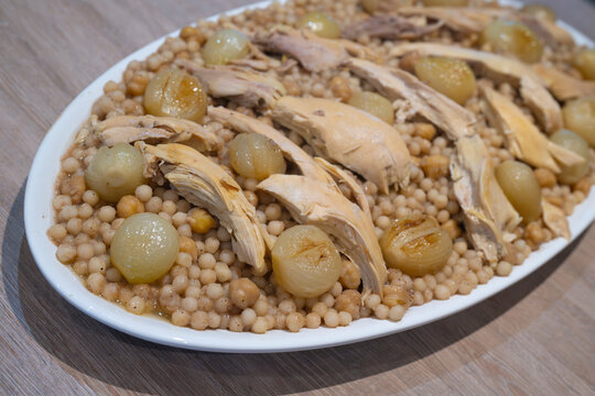 Moughrabieh is a popular dish in the Lebanese cuisine. High quality photo