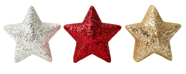 Glittering Stars in Silver Red and Gold