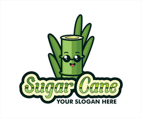 Sugarcane vector logo illustration flat design template organic farm product