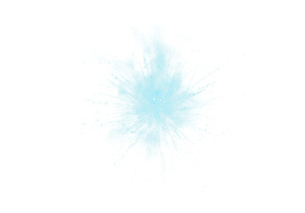 Fototapeta premium Minimalist turquoise firework with turquoise dust and minimal spread on transparent PNG background. Firework suitable for celebration and decoration design.