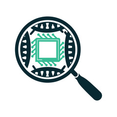 Technology Search and Analysis Vector Icon