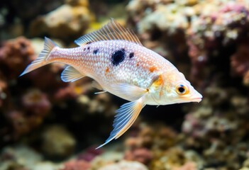 Close-up of a colorful fish in coral reef