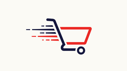 Dynamic shopping cart icon representing fast and efficient online commerce. © Rangga