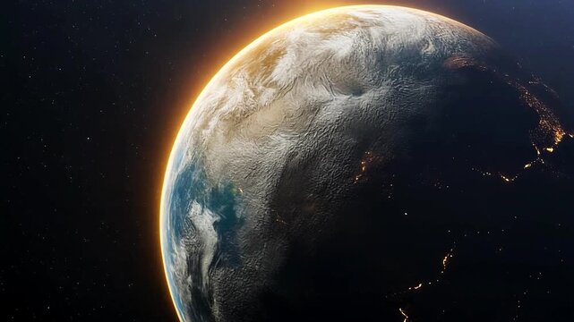 Earth from Space with Sunlit Atmosphere.