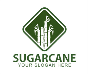 Sugarcane vector logo illustration flat design template organic farm product