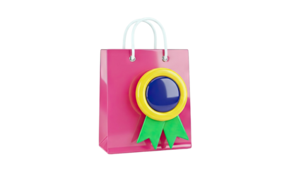Pink Shopping Bag with Award Ribbon