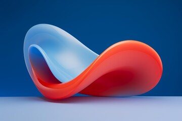Abstract 3d shape depicting an infinity symbol with fluid blue and red curves