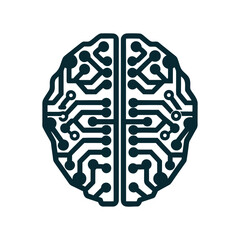Artificial Intelligence Brain Circuit Vector Icon