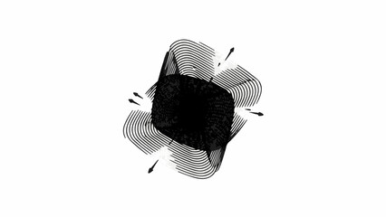 Abstract black ink splash creates dynamic motion on white background