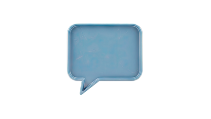 Blue speech bubble with scratches