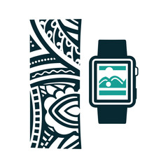 Smartwatch with Abstract Patterned Apparel Design Vector