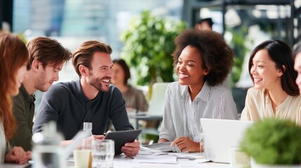 Diverse Team Collaboration in Modern Office