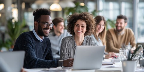 Diverse Team Collaboration in Modern Office