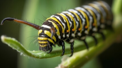 Extreme Macro Detail of a Colorful Caterpillar - Hairs, Prolegs and Skin Pattern
