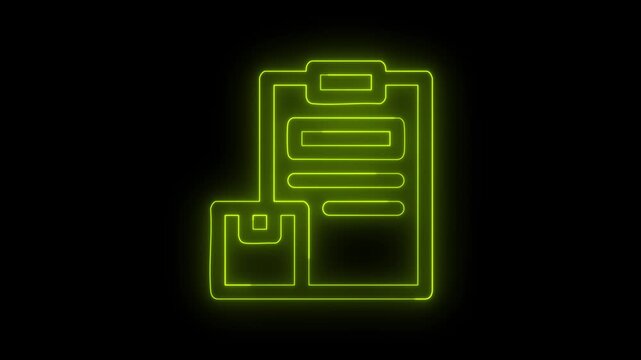 Neon document save data icon motion
