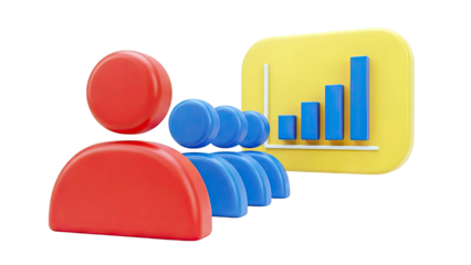 3D People Icons with Growth Bar Chart