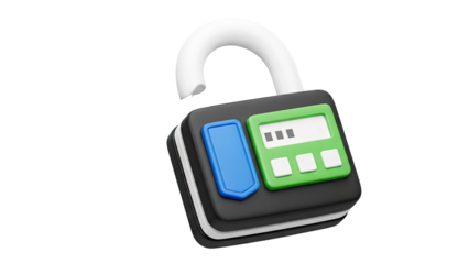 3D Open Padlock with Digital Keypad