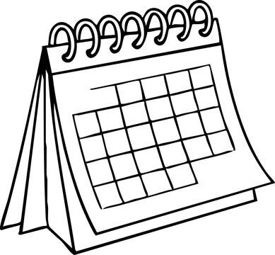 A minimalist illustration of a desk calendar on transparent background